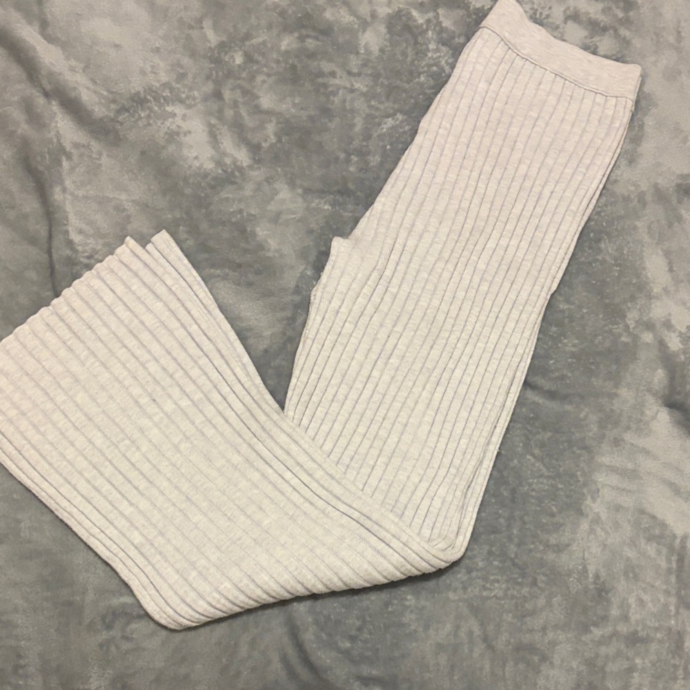 Women’s Aerie Ribbed White Flare Pants